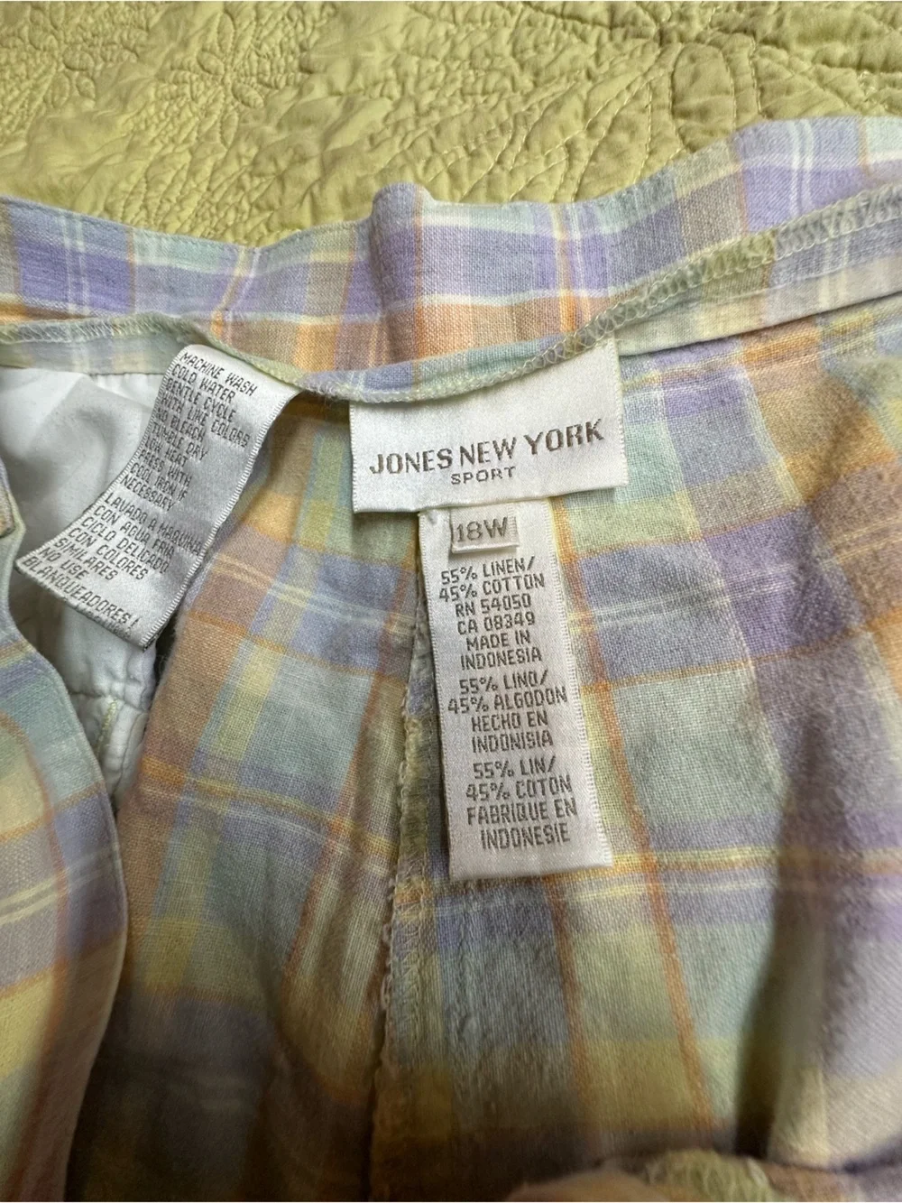 Jones New York Pastel Plaid Women’s Shorts - Lavender, Yellow, Blue